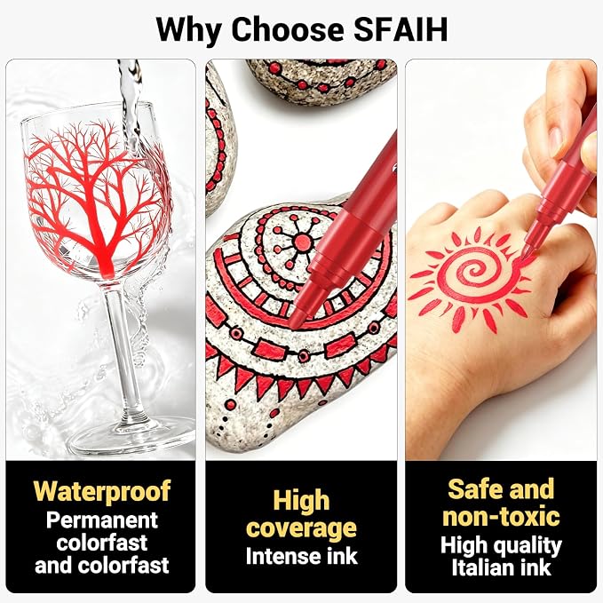 SFAIH Acrylic Red Paint Pens - Image 6