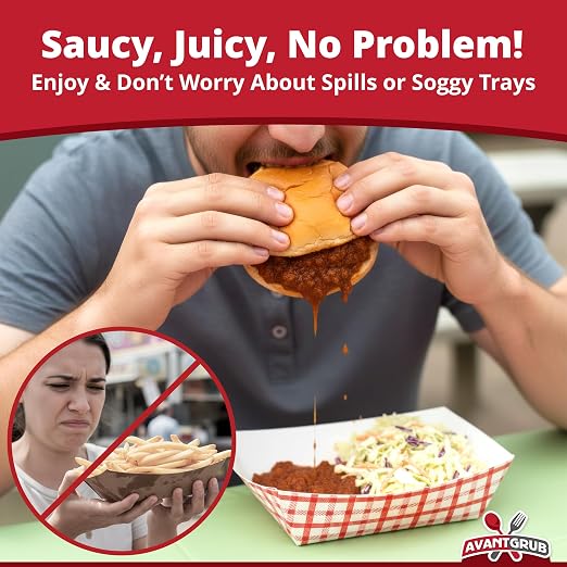 Heavy Duty, Grease Resistant 5 Lb Paper Food Trays 50 Pack. Recyclable - Image 5