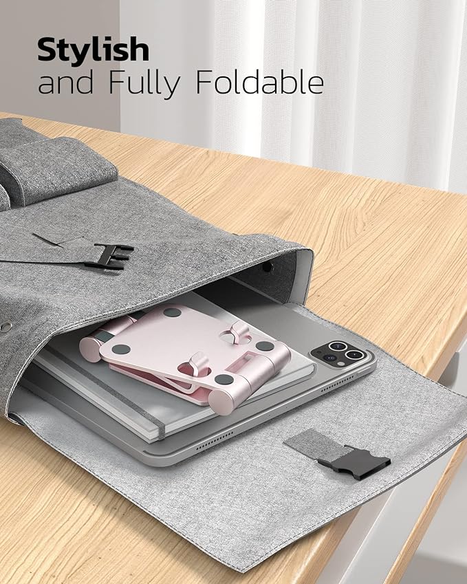 Nulaxy Dual Folding Cell Phone Stand, Fully Adjustable Foldable Desktop Phone - Image 5