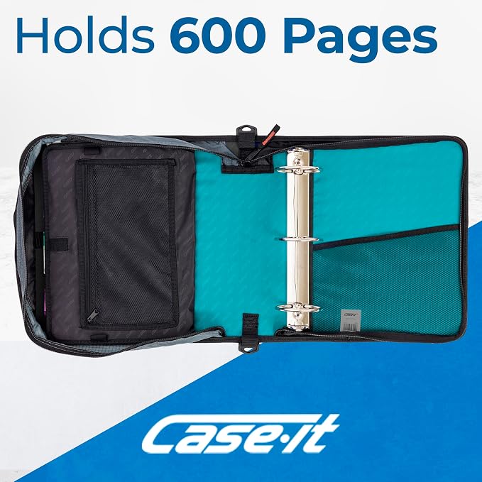 Case-it Mighty Zip Tab School Zipper Binder | 3-Inch O-Rings, 600-Sheet Capacity - Image 3