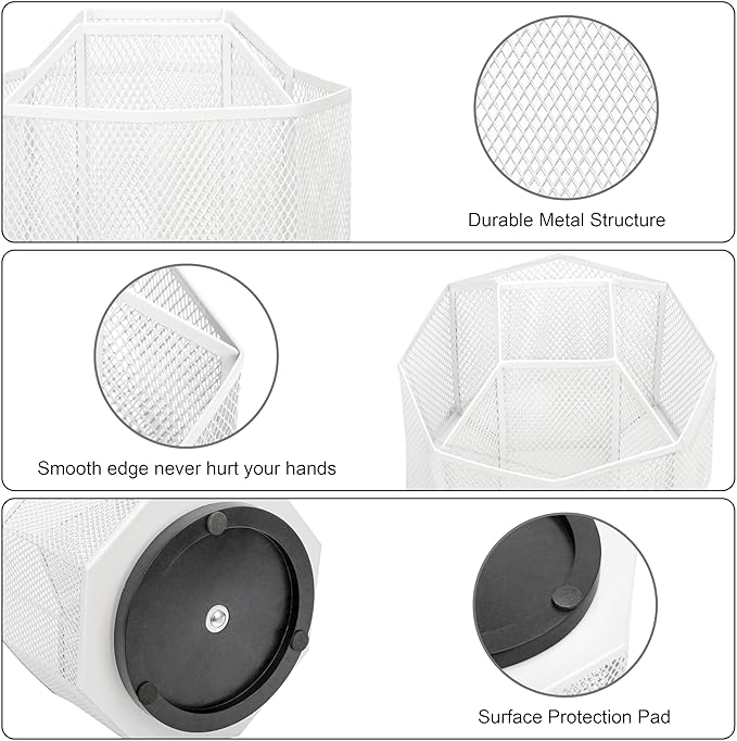Exerz Desk Organiser/Mesh Desk Tidy Candy/Pen Holder/Multifunctional Organiser 360 Rotating-DeskLoop Office