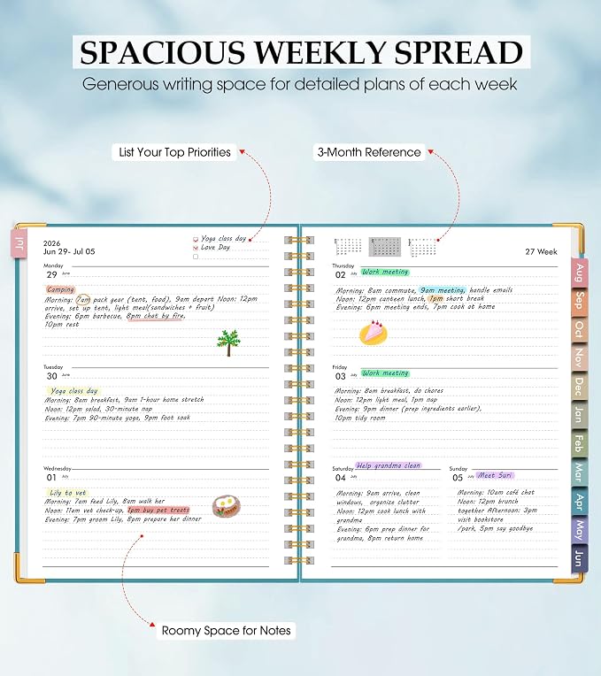 Academic Planner 2026-2027, Hardcover Leather Weekly and Monthly Calendar - Image 3
