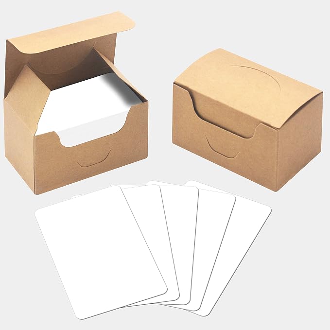 200 PCs Blank White Kraft Paper Round Corner Flash Word Message Gift Index Card by VANTASII