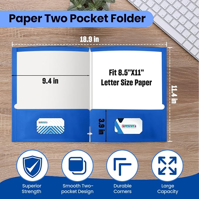BIBRADAA® 100 Packs Blue Paper Folders - Image 2