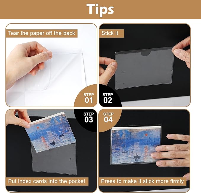 100 Pcs Clear Adhesive Pockets, Plastic Adhesive Label Pockets, Self Adhesive - Image 4