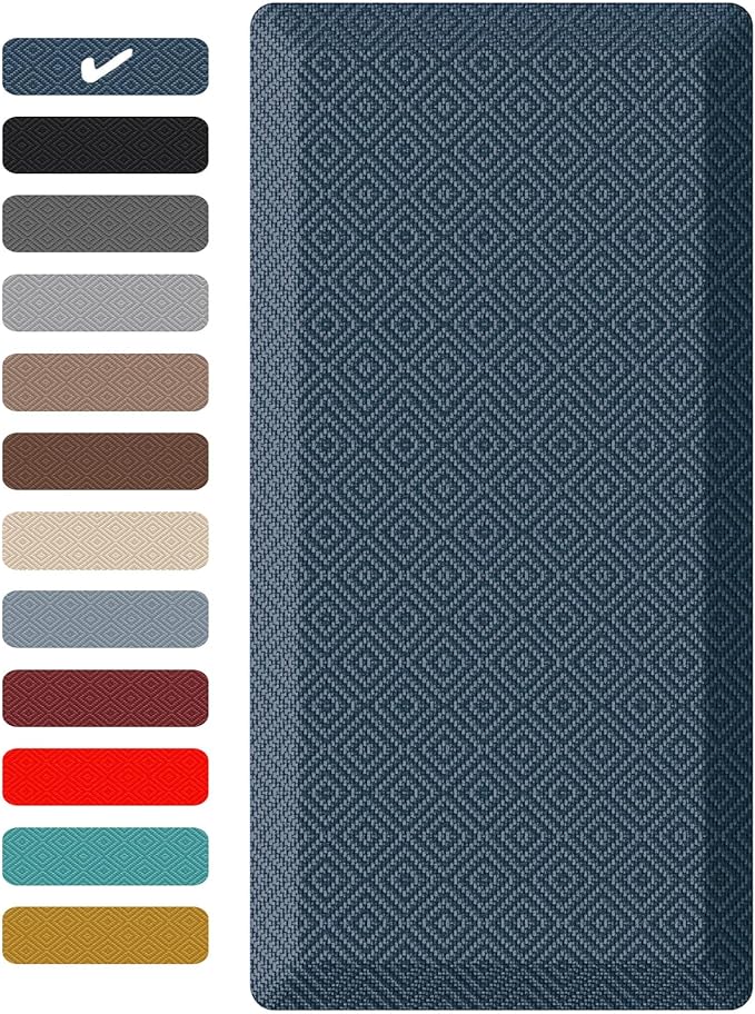 Ophanie Kitchen Mats for Floor, 3/4 Inch Thick Kitchen Rugs, Anti Fatigue Standing Cushioned Mat, Waterproof,Comfort Ergonomic Mat for Office, Home, Sink, 20'' x 48'' Blue Non-Slip Bottom-DeskLoop Office