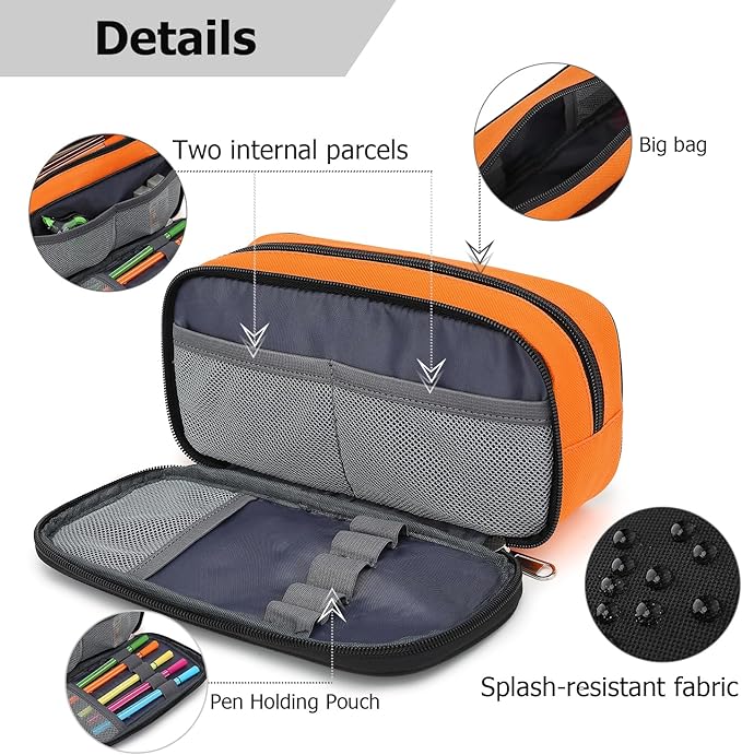Large Capacity Pencil Case Multi-Slot Pencil Pouch Durable Pencil Box Portable Office Pen Bag with Zipper-DeskLoop Office