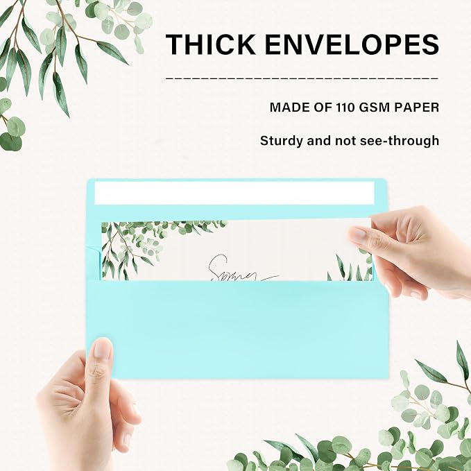 200 Pack #10 Business Envelopes, Self Seal Standard Light Blue Envelopes - Image 3