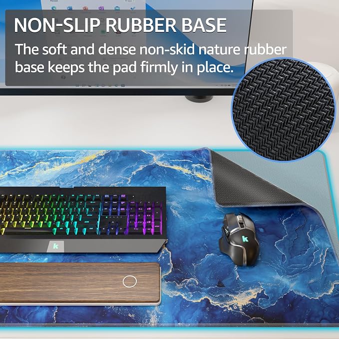 KTRIO Large Gaming Mouse Pad, Desk Mat, 31.5 x 15.7 in, XXL | Smooth - Image 3