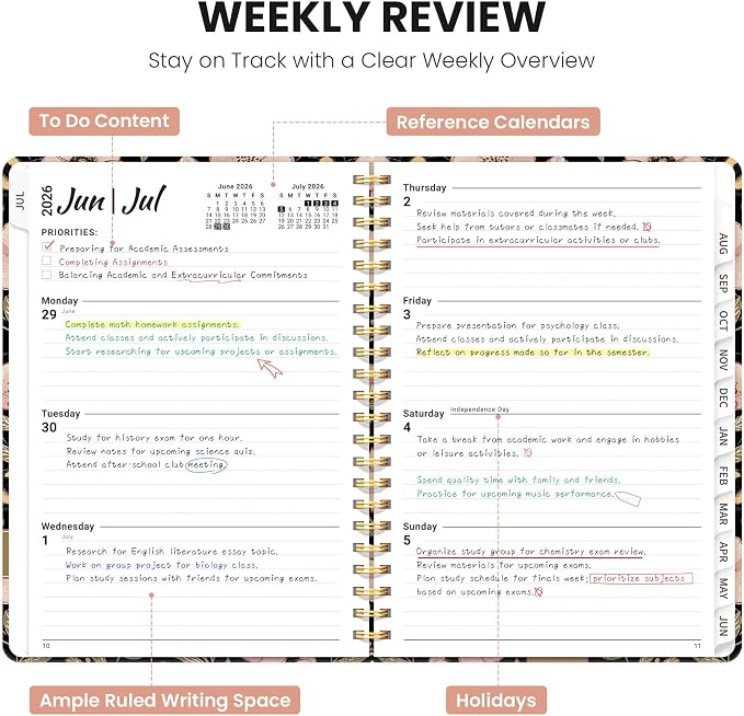 Planner 2026-2027, Hardcover Monthly and Weekly Academic Planner July 2026 - Image 3