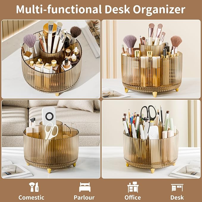 fanado 360° Rotate Makeup Brush Holder Organizer, Makeup Organizers Countertop - Image 3