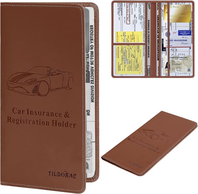 TILDOSAC Car Registration & Insurance Card Holder Leather Auto Glove Box by TILDOSAC
