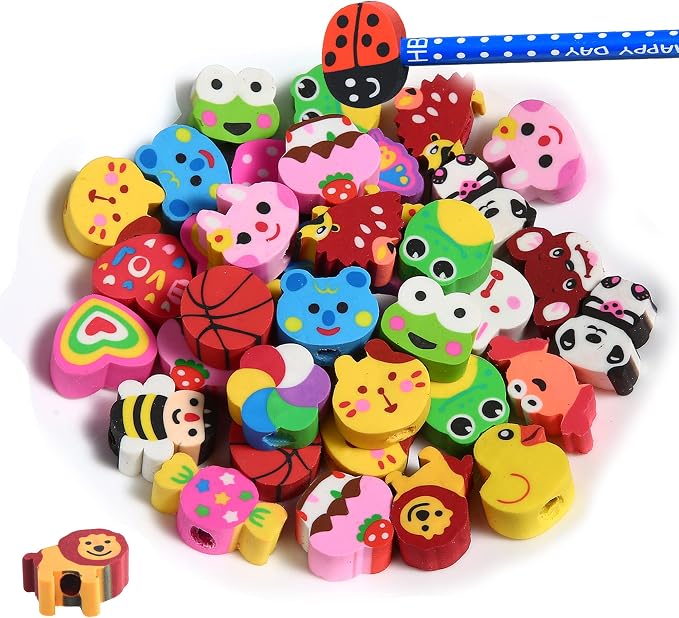 35PCS Fun Animal Fruit Pencil Topper Erasers by Jsehchya