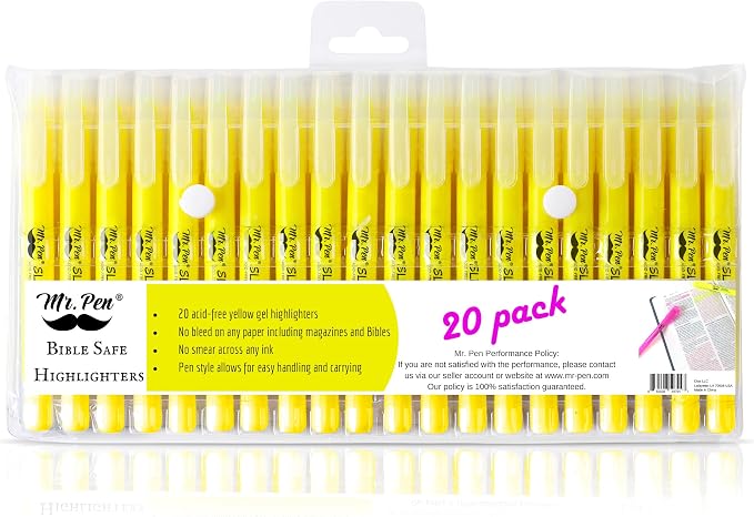 Mr. Pen- Yellow Gel Highlighter, 20 Pack | Bulk Twist-Up Bible Highlighters No by MrPen