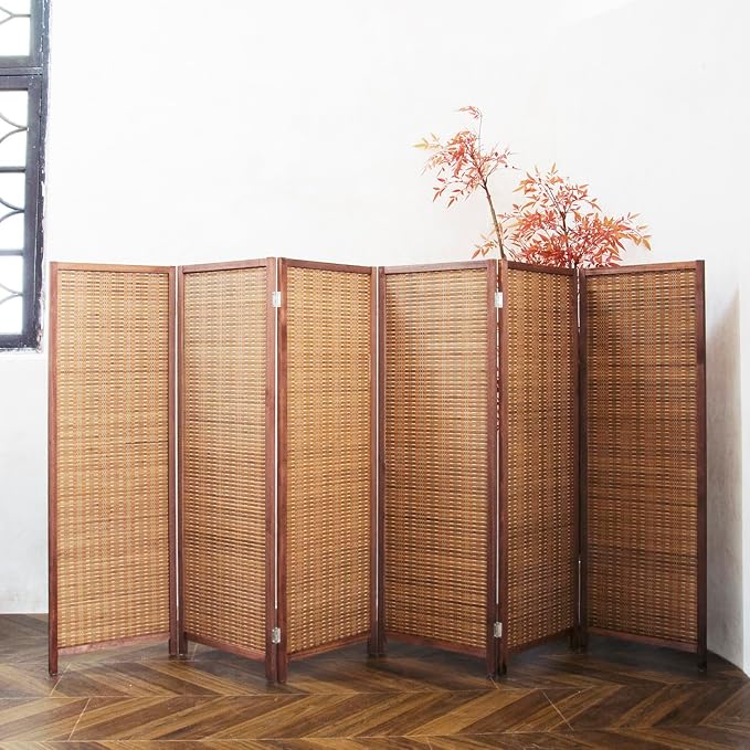 Furnnylane 6 Panel Short Room Divider Screen, Small Bamboo Panel Divider - Image 3
