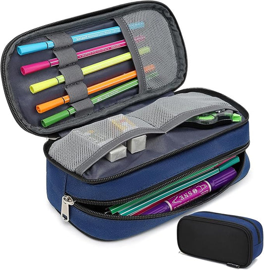 Large Capacity Pencil Case Multi-Slot Pencil Pouch Durable Pencil Box Portable Office Pen Bag with Zipper-DeskLoop Office