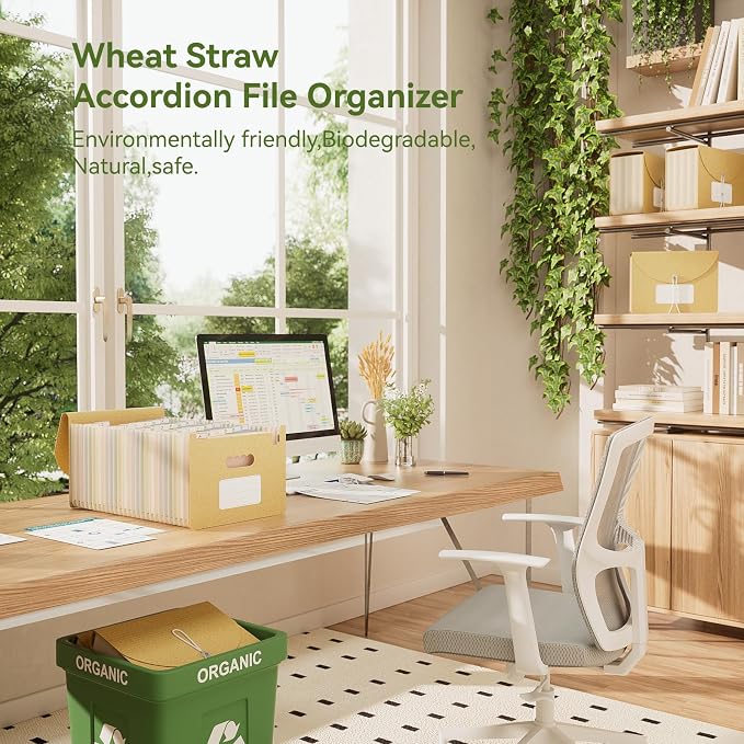 EcoStash Accordion File Organizer, 26 Pockets Wheat Straw Expanding File Folder - Image 2