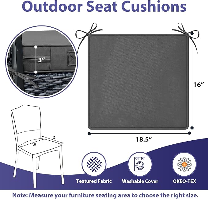IPYNBAP Outdoor Chair Cushions Set of 4 -Waterproof Outdoor Seat Cushions - Image 6