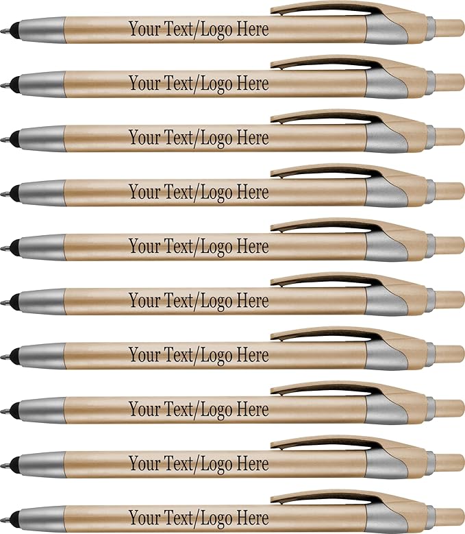 Personalized Pens in BLUE INK With your Custom Logo or Text Pens-Pack of 450- for Marketing, Parties, and Events, 2 in 1 Capacitive Stylus & Ballpoint Pen Compatible With Touchscreen Devices, Gold-DeskLoop Office
