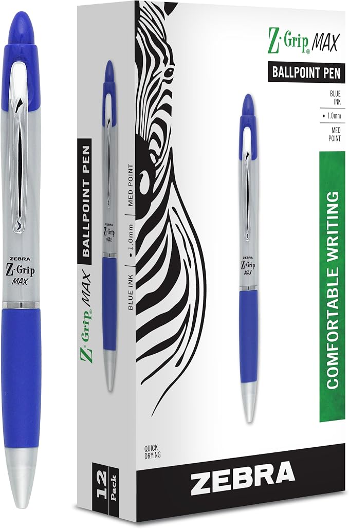 Zebra Pen, Z-Grip MAX Retractable Ballpoint Pens, 1.0mm Medium Point, Wide by ZebraPen