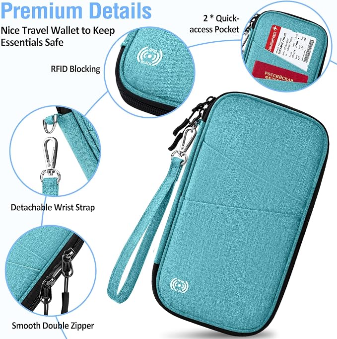 BKNOOU Family Passport Holder RFID Blocking Travel Document Organizer | Large - Image 7