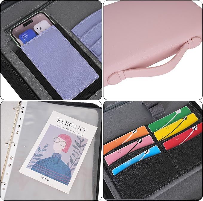 Wonderpool Travel Zippered Portfolio 3 Ring Binder A4 Padfolio Document Case - Image 7