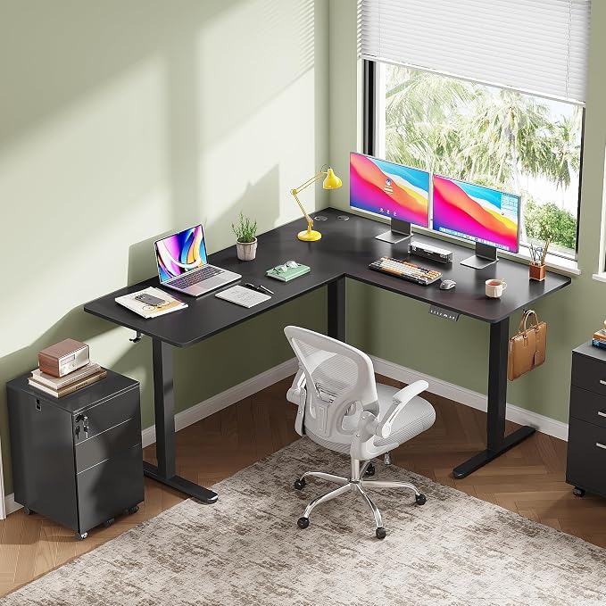 DEVAISE L Shaped Standing Desk Adjustable Height, Dual Motor Electric Corner - Image 2