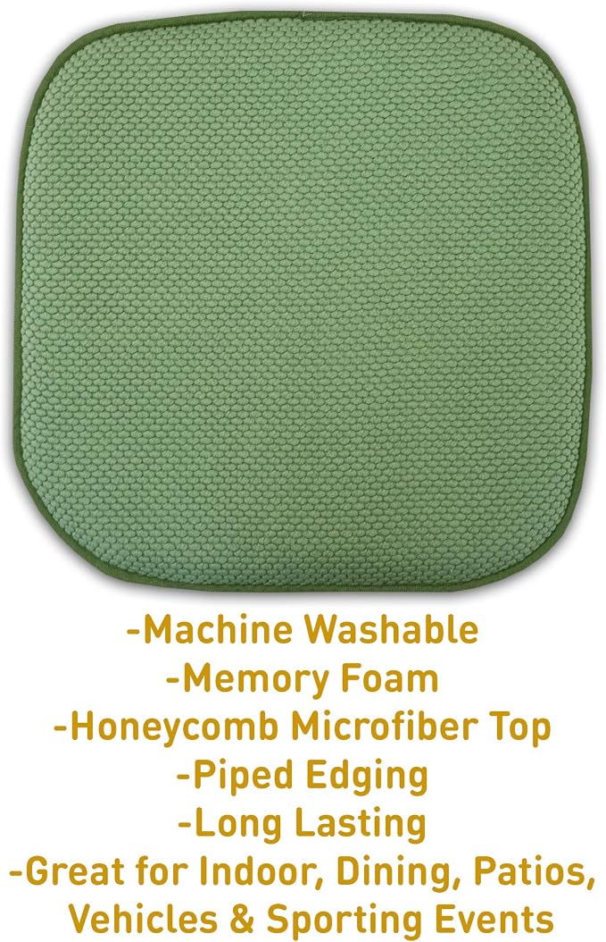 2 Pack Memory Foam Honeycomb Nonslip Back 16" x 16" Chair/Seat Cushion Pad - Image 3