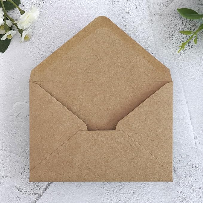 PONATIA 50 Pack A1 Envelopes, 3.62 x 5.2'' Brown Envelopes Perfect - Image 8