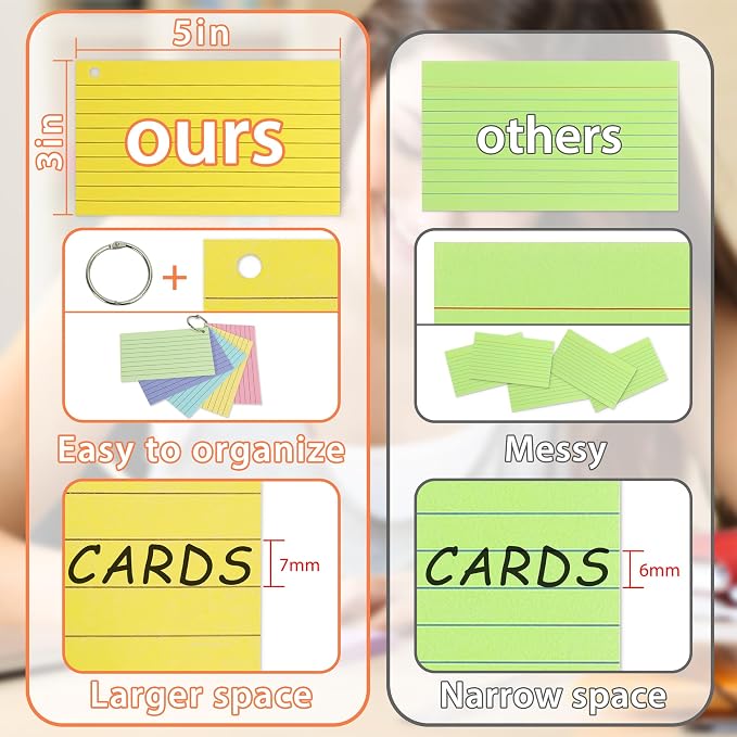 500PCS Colored Index Cards, 3x5 Inches Flash Cards - Image 3