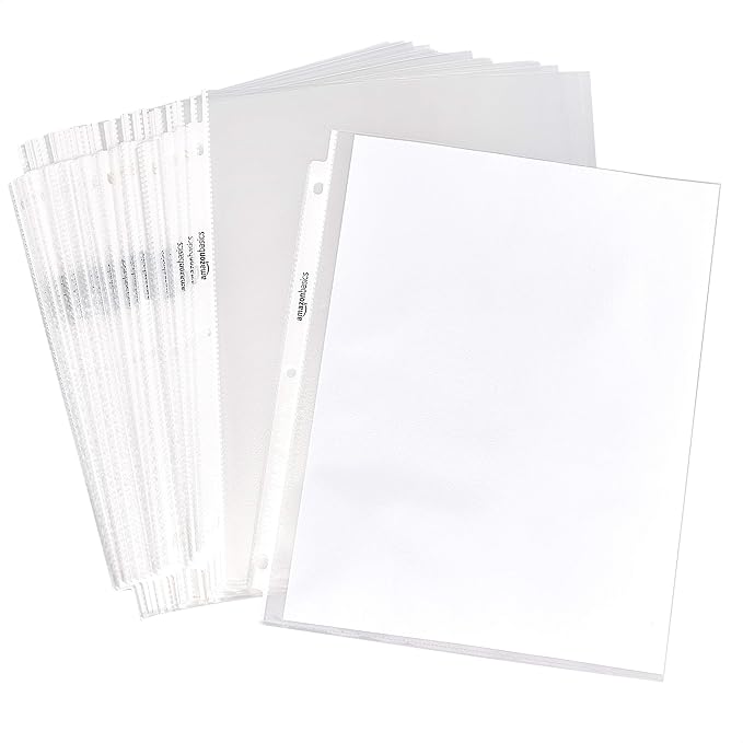 Amazon Basics Sheet Protectors for 3 Ring Binder, Top Loading, Letter Size 8.5 by AmazonBasics
