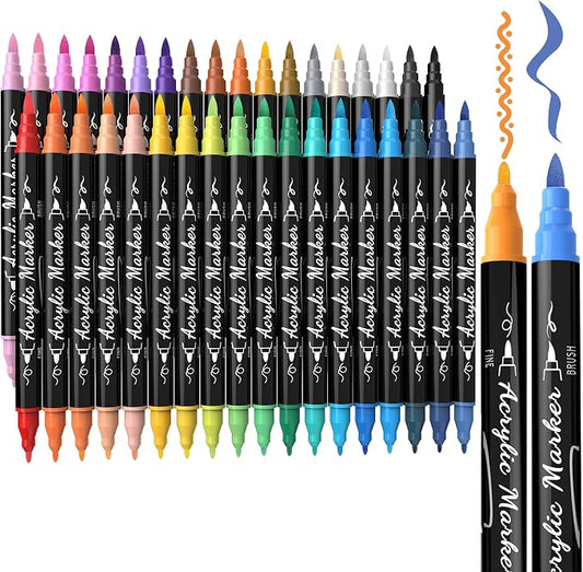 TOSHARE 36 Colors Acrylic Paint Markers, Brush & Fine Dual Tip Acrylic Paint by TOSHARE