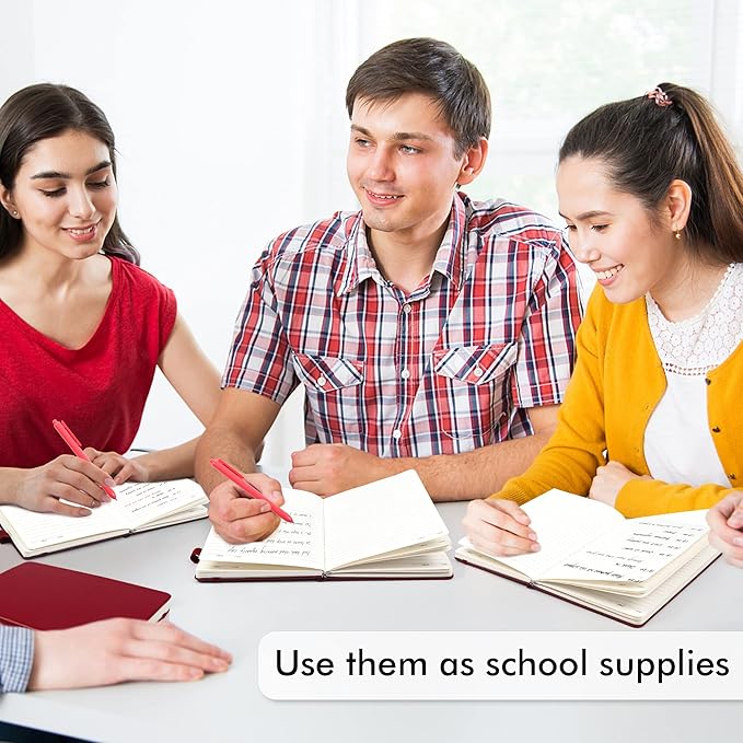 12 Pack Notebooks Journals Bulk with 12 Black Pens, Feela A5 Hardcover Notebook Classic Ruled Journal Set with Pen Holder for School Business Work Travel Writing, 120 GSM, 5.1”x8.3”, Wine-DeskLoop Office