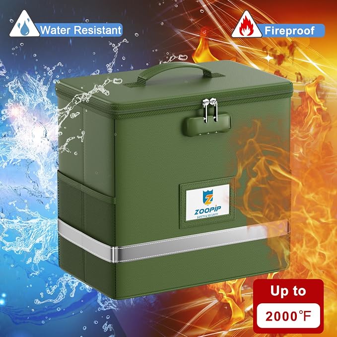 Fireproof File Box with Lock, Document Box Storage Organizer, Suitable - Image 2