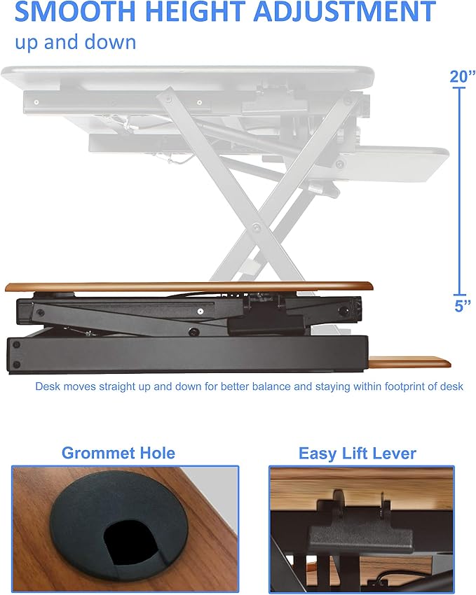 Rocelco 40" Large Height Adjustable Standing Desk Converter - Image 3