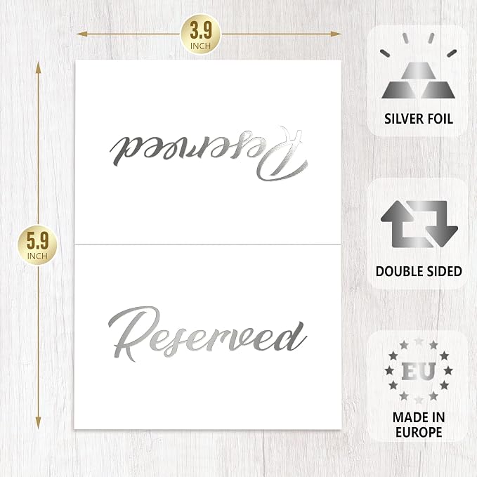 10 Pack Silver Reserved Table Signs - Image 6