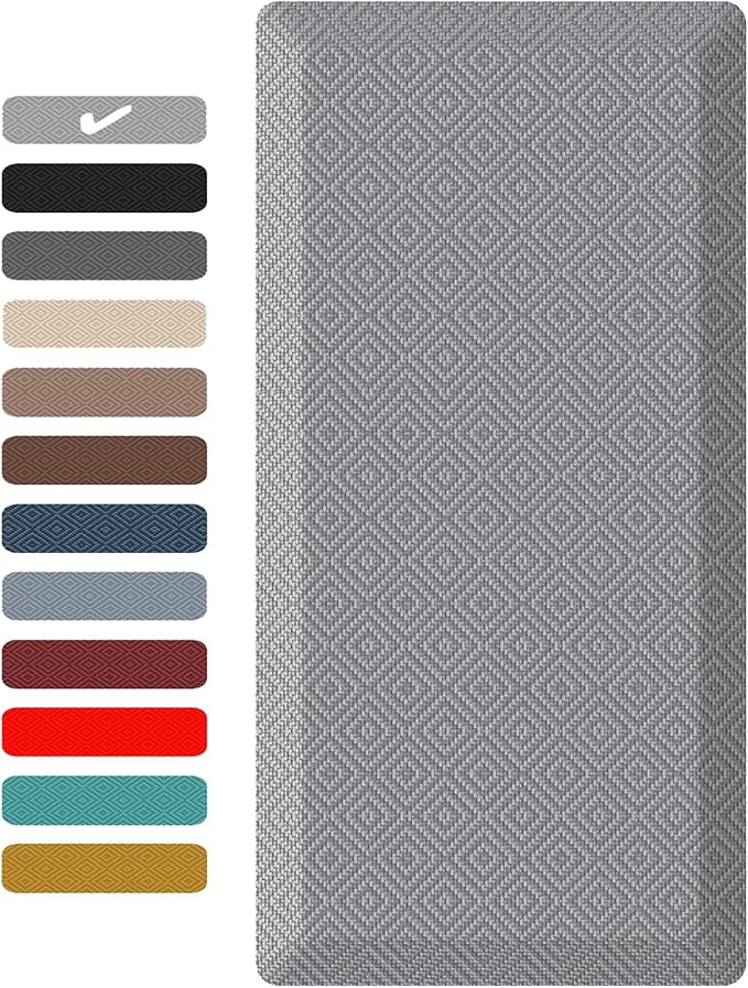 Ophanie Kitchen Mats for Floor, 3/4 Inch Thick Kitchen Rugs, Anti Fatigue Standing Cushioned Mat, Waterproof,Comfort Ergonomic Mat for Office, Home, Sink, 24'' x 70'' Grey Non-Slip Bottom-DeskLoop Office
