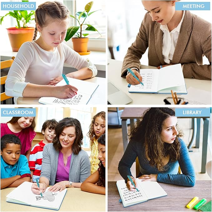 feela 5 Pack Notebooks Journals Bulk, Hardcover Classic Ruled Lined Journals with Pen Holder for Women Girls School Business Supplies, with 5 Black Pens, 120 GSM, 5.1”x8.3”, A5, Blue-DeskLoop Office