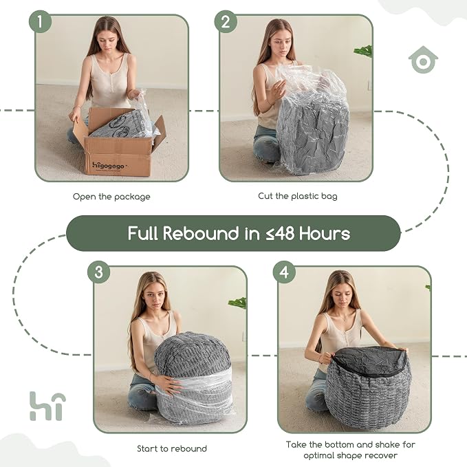 HIGOGOGO Pouf Ottoman Stuffed Round Modern Foam Filled Foot Rest Poufs - Image 5