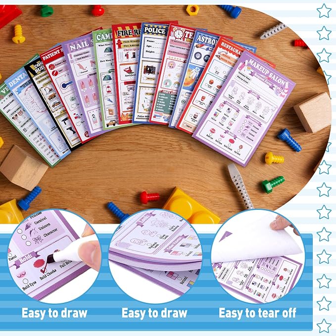 Eaasty Kids Pretend Play Notepads 4 x 6 Inch Pads - Image 3