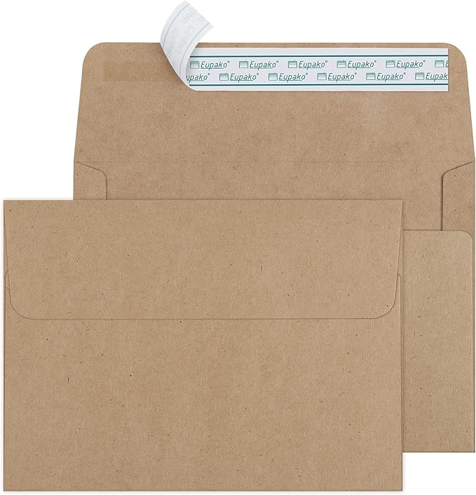 Eupako 5x7 Envelopes Self Seal 250 Pack, Kraft Paper Envelope by Eupako