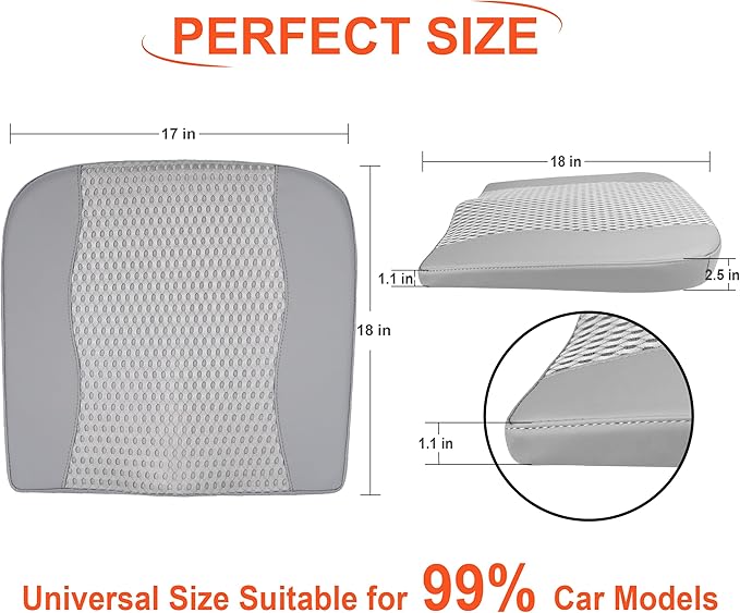 Car Seat Cushion, Comfort Memory Foam Car Cushions for Driving - Sciatica & Lower Back Pain Relief, Driver Seat Pillow for Auto, Office Chair, Wheelchair - 4D Mesh Gray-DeskLoop Office