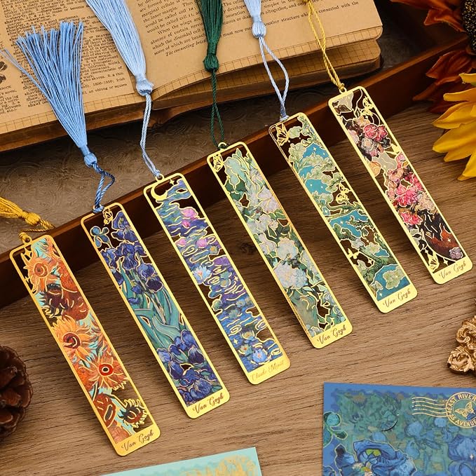 6 Pieces Metal Bookmarks with Tassel by emmoolife