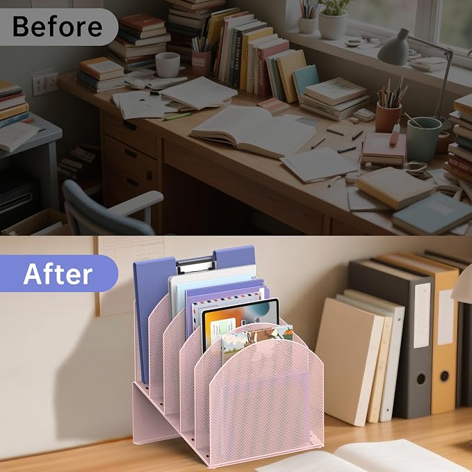 File Organizer for Desk, 5-Section Mesh Mail Holder, mail organizer and folder - Image 5