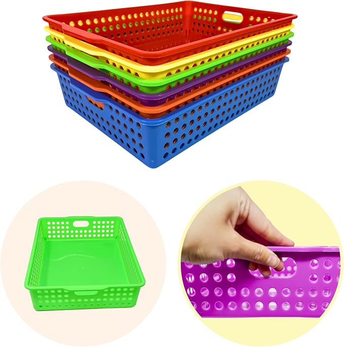 4E's Novelty 6 Pcs Colorful Plastic Classroom Storage Bins 13.75" X 10.25" - Image 6
