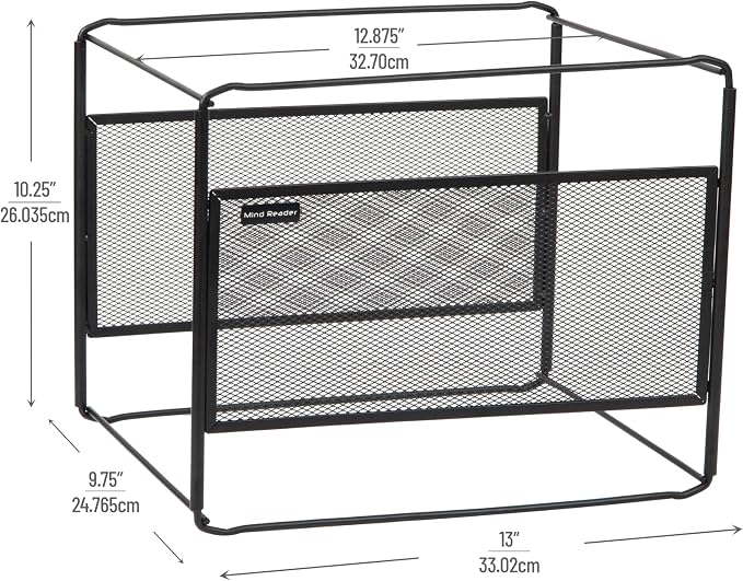 Mind Reader Hanging File Folder Organizer, Desktop Organizer, Metal Mesh - Image 3