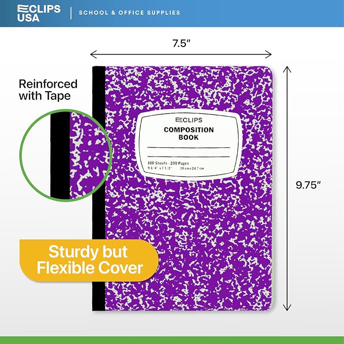 Composition Notebook Wide Ruled Composition Notebooks Bulk Purple Marble Hard - Image 3