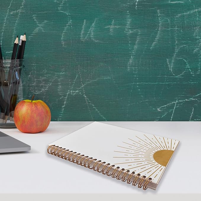 VNWEK Abstract Boho Sun Sunrise Sunset Sunshine Spiral Notebook Journal 5.5×8.3 Inch,Boho Mid-Century Modern Art Lined Hardcover Spiral Notebook for Work Notes Journaling,Boho Gifts for Women Girls-DeskLoop Office