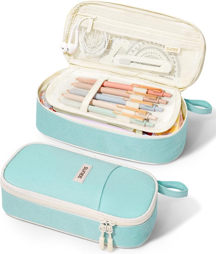 SUNEE Cute Pencil Case, Aesthetic Pen Pouch, Colored Large Pencil Bag by SUNEE