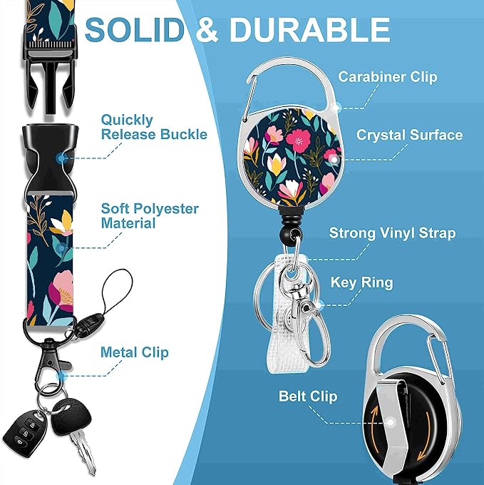 Badge Lanyard and ID Badge Holder, Retractable Badge Reels - Image 3